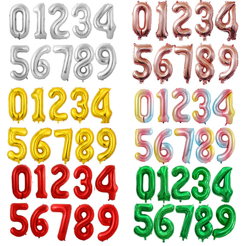 16Inch GOLD SILVER RED ROSEGOLD Number Foil Balloon Birthday Party ...