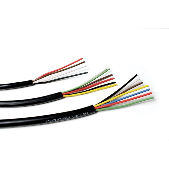 7 Conductor Trailer Cable, 10-12-14 AWG GPT, Color Coded PVC Wires ...