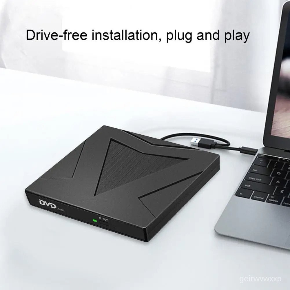 Safe External DVDRW USB3.0 TypeC DVD Drive Dual Ports DVD Burner