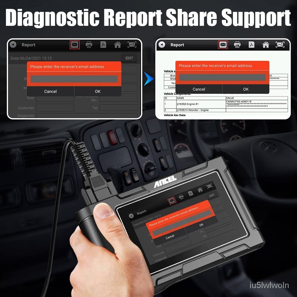 ANCEL Heavy Duty Diesel Truck Diagnostic Scanner 12V 24V Car 2 in 1