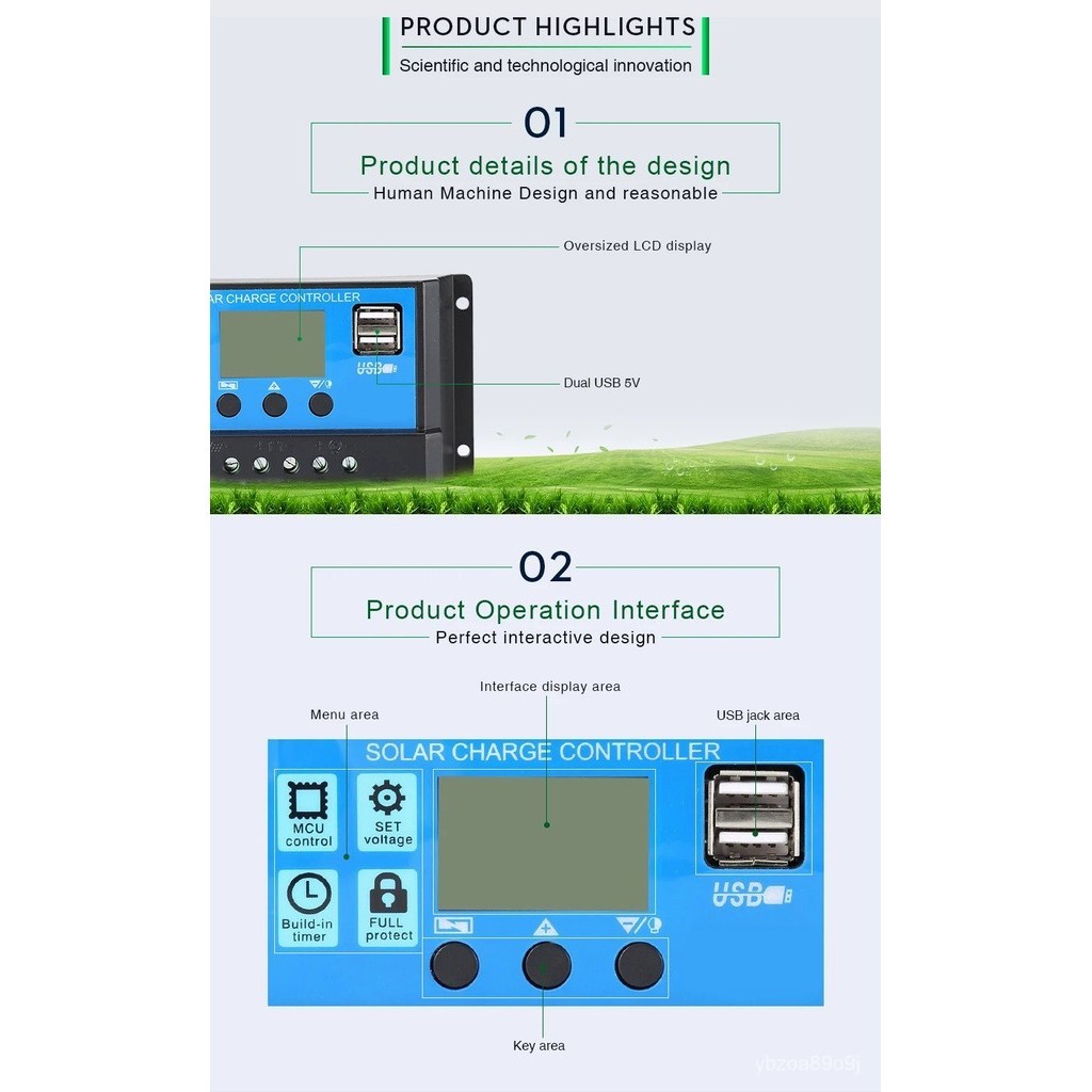 10A 20A 30A 40A 50A 60A Solar Charge Controller 12V 24V Auto PWM 5V ...
