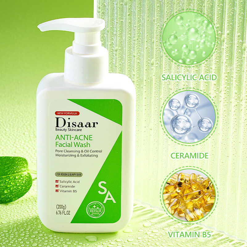 Disaar Anti-Acne Faceial Wash 200g Salicylic Acid Ceramide Vitamin B5 ...
