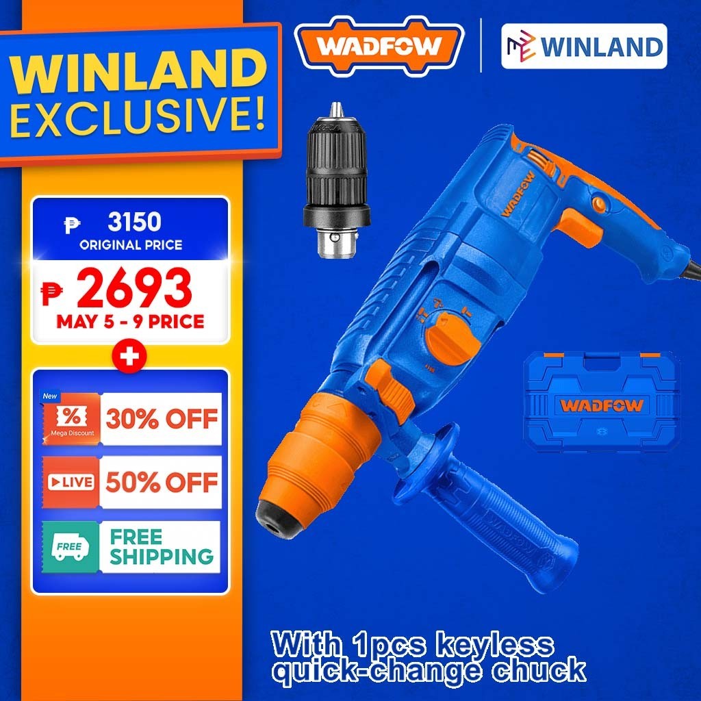 Wadfow By Winland Rotary Hammer Drill Sds Plus System W Keyless Quick