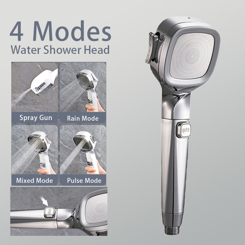 4 Modes High Pressure Shower Head With Switch On Off Button Sprayer ...