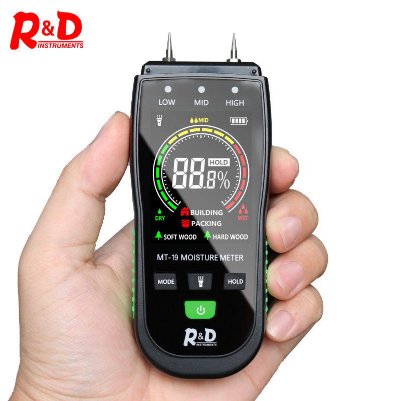 R&D MT19C Wood Moisture Meter Wall Water Tester Digital Humidity Meter