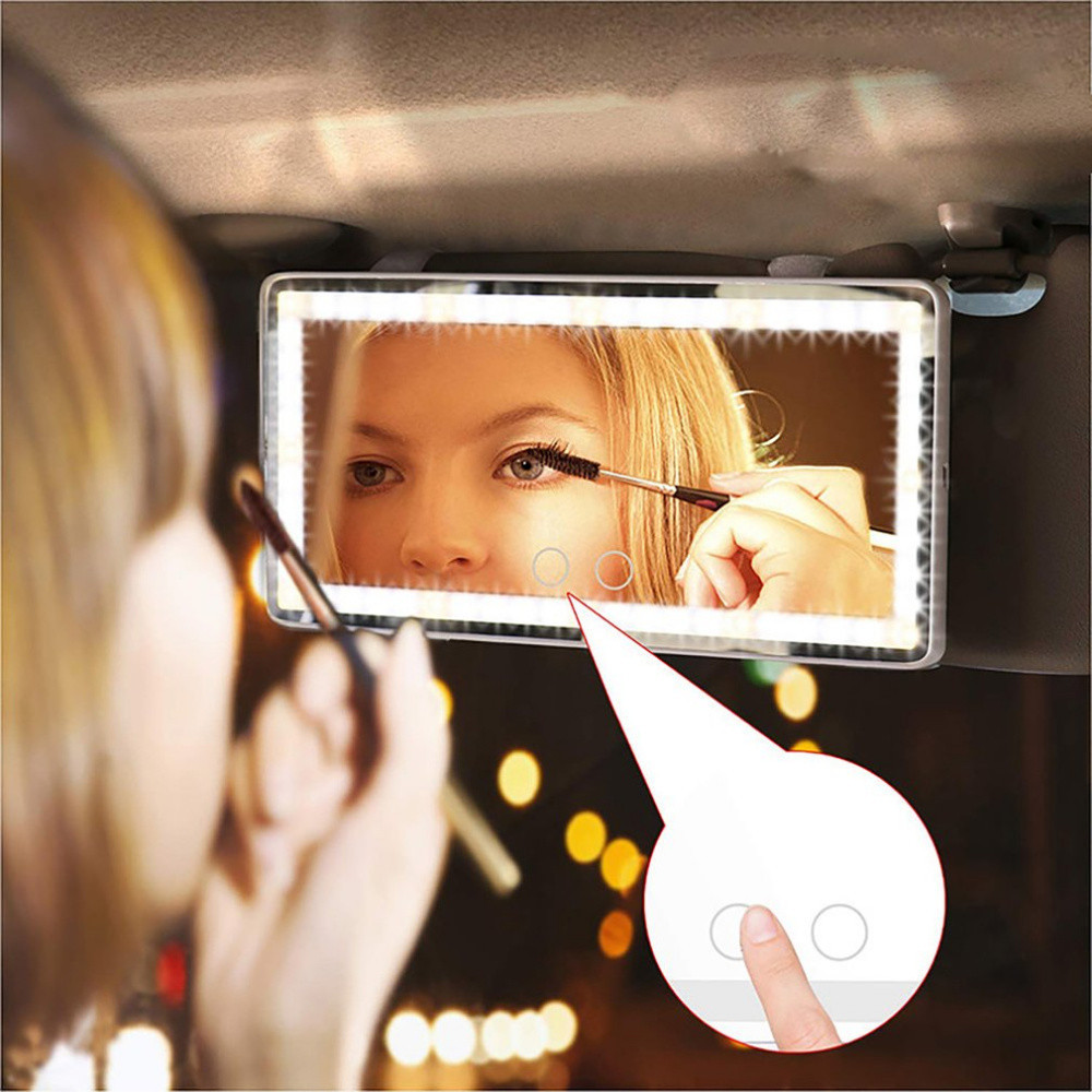 Car Sun Visor Vanity Mirror With Led Light Rechargeable Compact Mirror With 3 Light Modes Car 3595