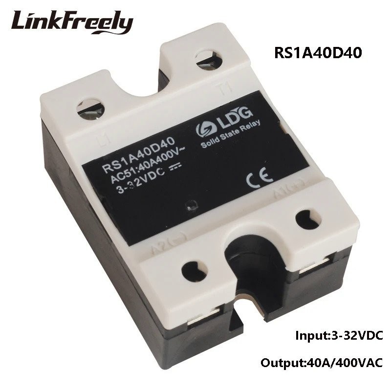 RS1A40D40 Single Phase Triac SSR Relay 40A,3V 5V 12V 24V 32V DC Input ...