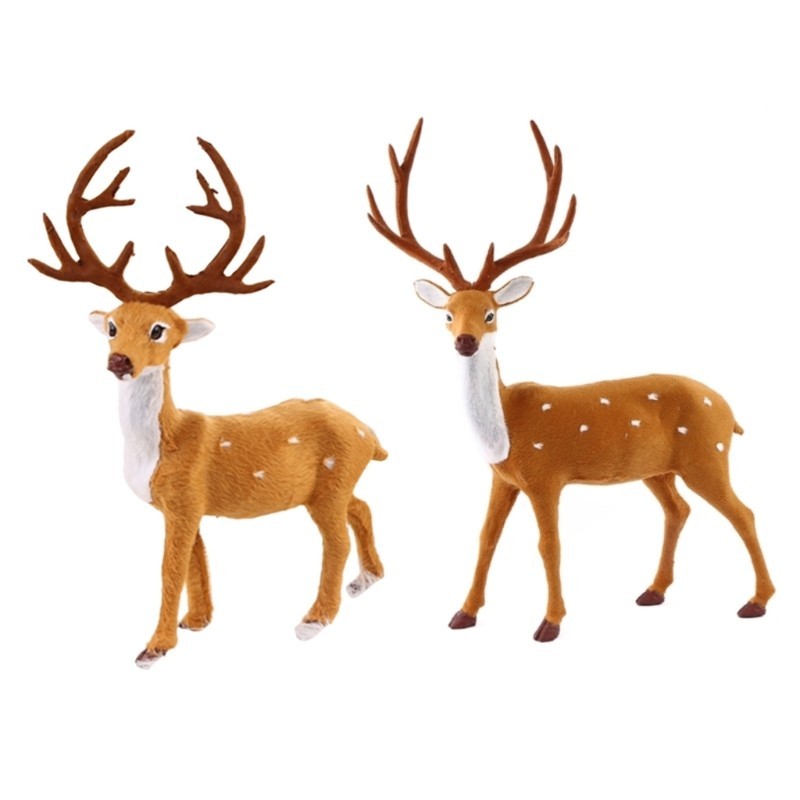 ☪Xmas Elk Dolls Holiday Standing Christmas Sika Deer Simulation Plush ...