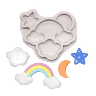 ♟Rainbow Cloud Star Molds Fondant Cake Decorating Tools Silicone Molds ...