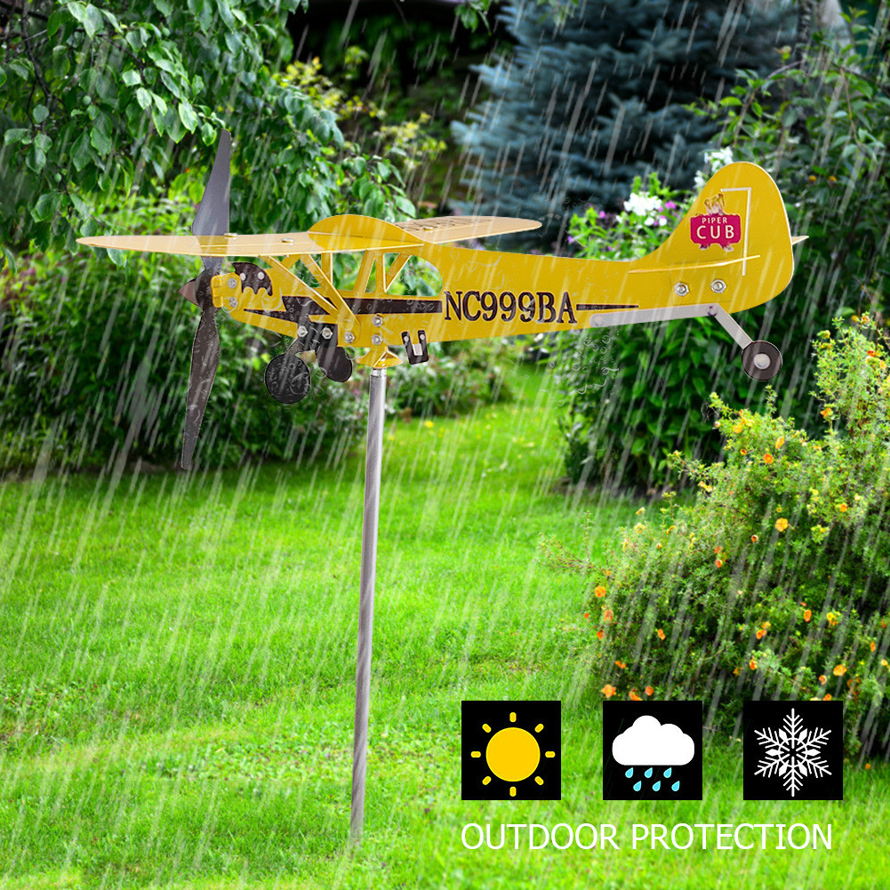 Metal Airplane Wind Direction Indicator Creative Chic Roof Weather Vane ...