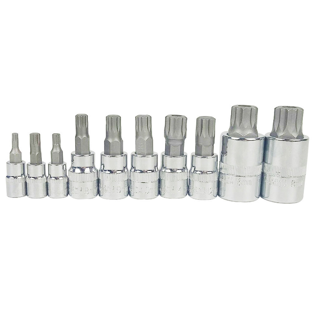 ♦10Pcs 1/2 3/8 1/4 Inch Triple Square Spline Bit Socket Set For Tamper