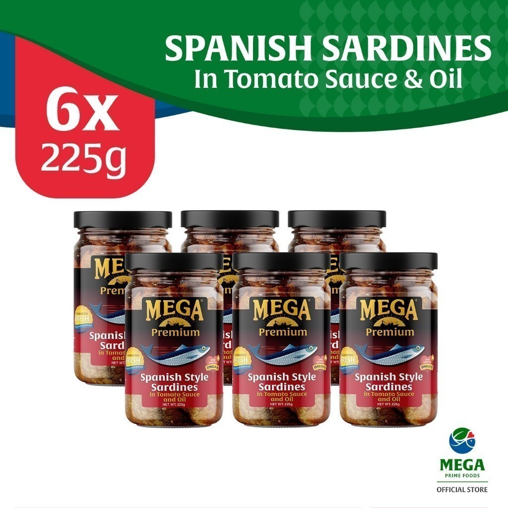 Mega Premium Sardines In Tomato Sauce And Oil Bottled 225G By 6'S ...