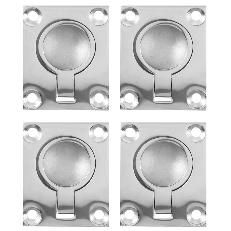 4Pcs 48 X 38Mm Boat Locker Hatch Latch Cabinet Flush Mount Ring Pull ...
