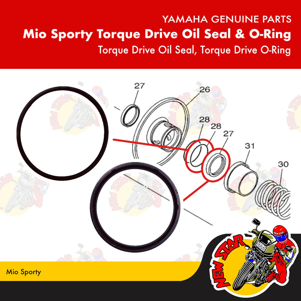 Mio Sporty Torque Drive Oil Seal & ORing Set Genuine Yamaha parts