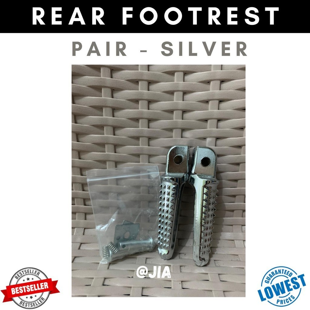 SILVER Rear Foot Pegs Pedals Footrest for HONDA BEAT FI V2/V3 PAIR WITH ...