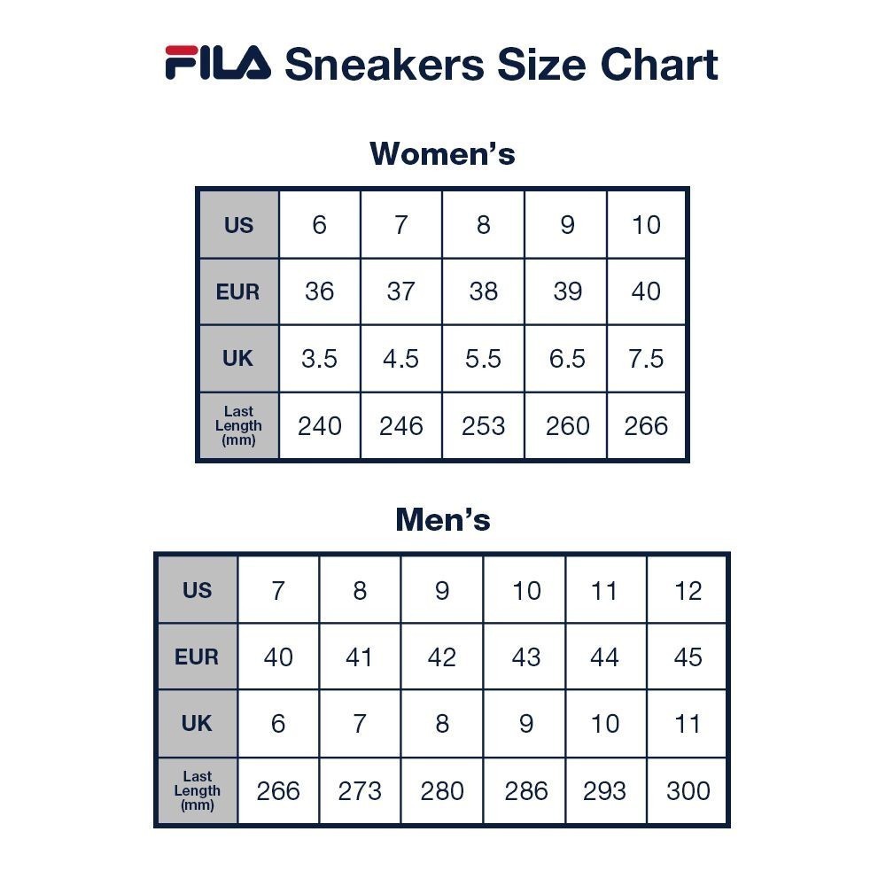 Fila ray size guide sales