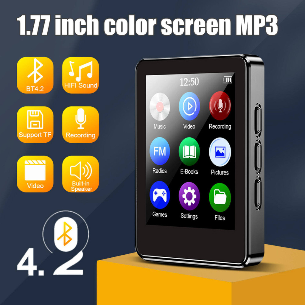 3Tech mall MP3 Music Player Bluetooth 4.2 Touch Screen with Speakers ...