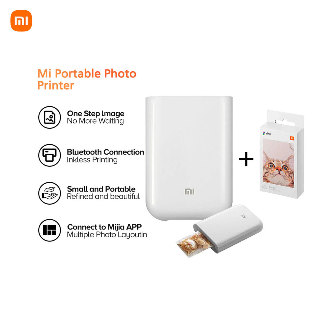 Xiaomi Mi Portable Photo Printer With 5+20 Sheets Photo Paper Bluetooth ...