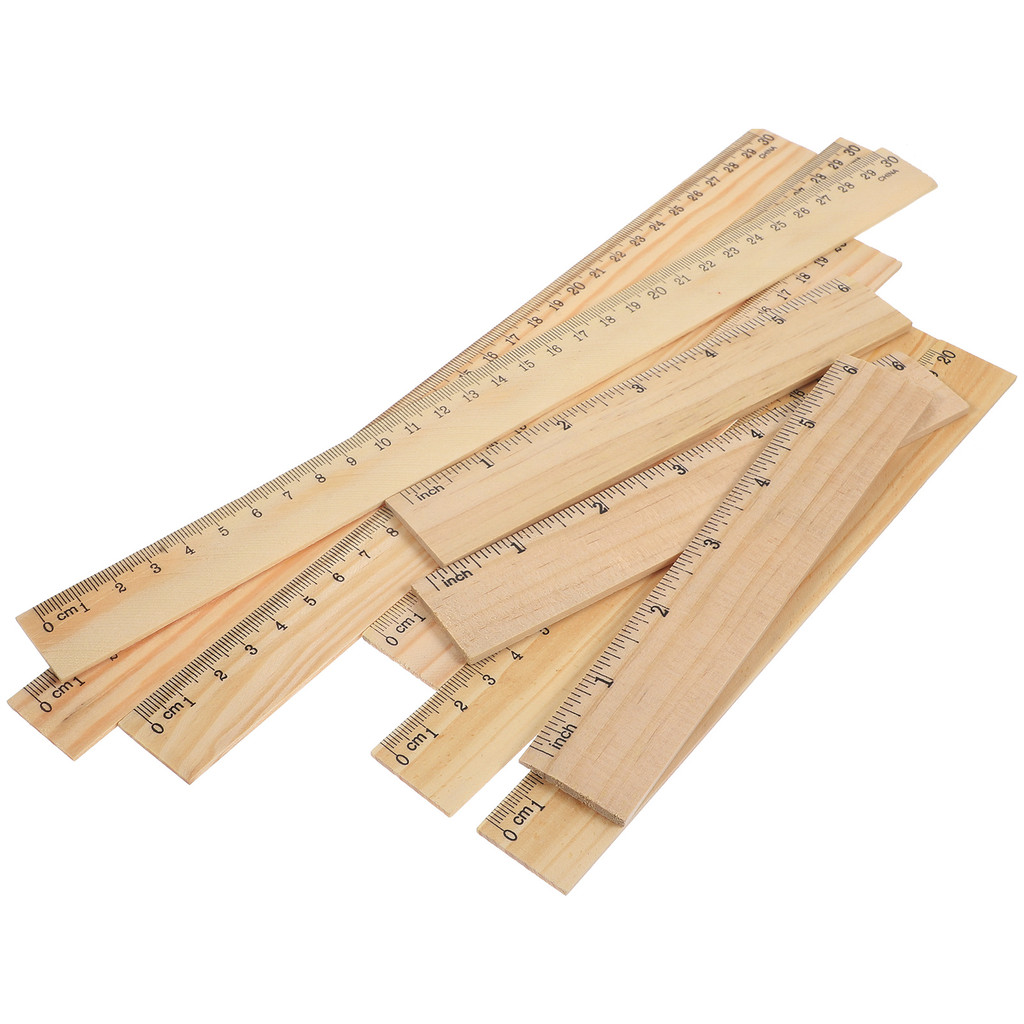 9 Pcs Wooden Ruler Straight Drawing Rulers Measure Supplies Aesthetic ...