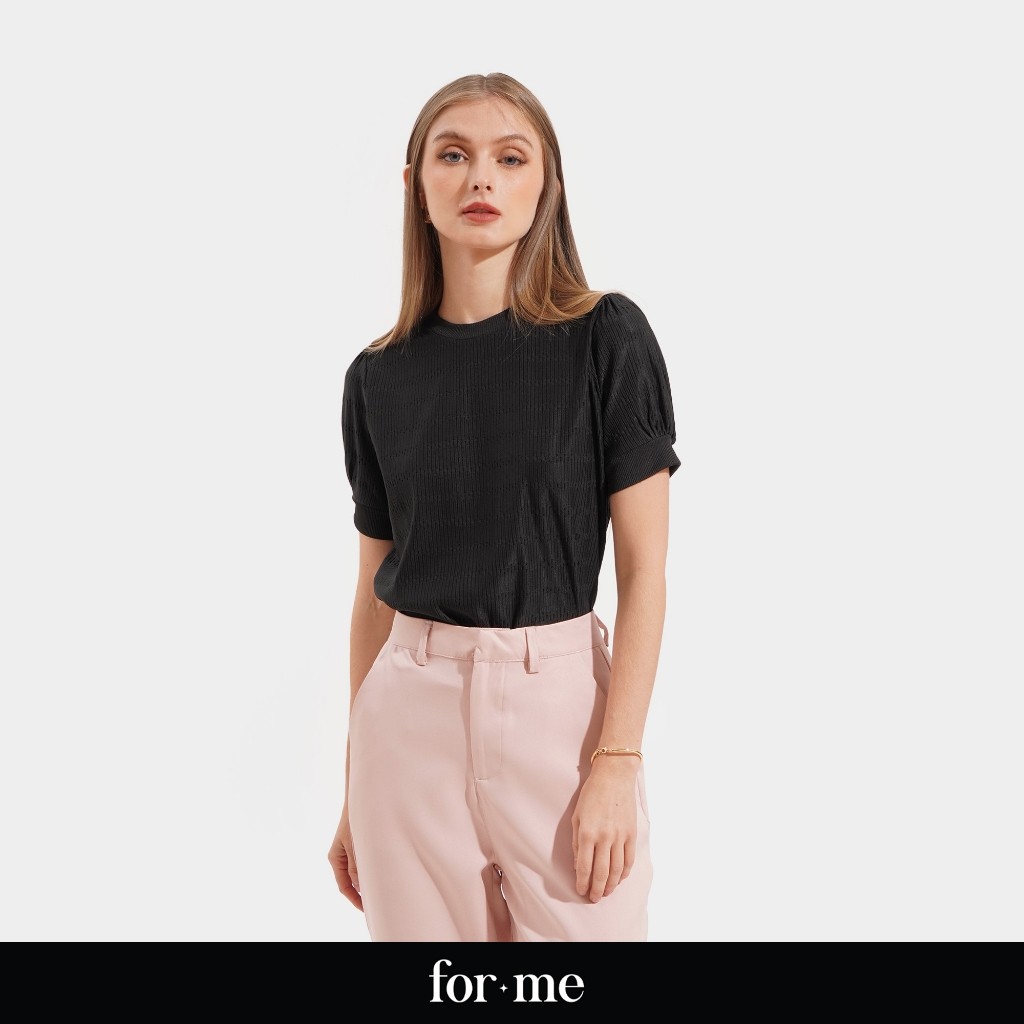 Textured Puff Sleeve T-Shirt