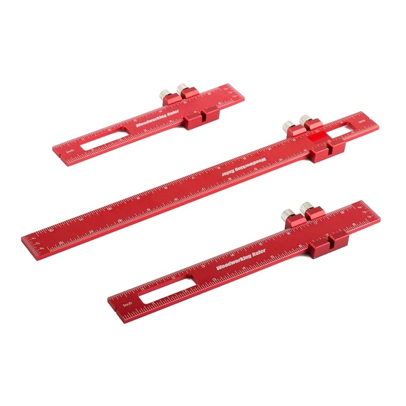 ♞3 Pack Woodworking Ruler Pocket Ruler Metal Slide Rule Inch & Metric T ...