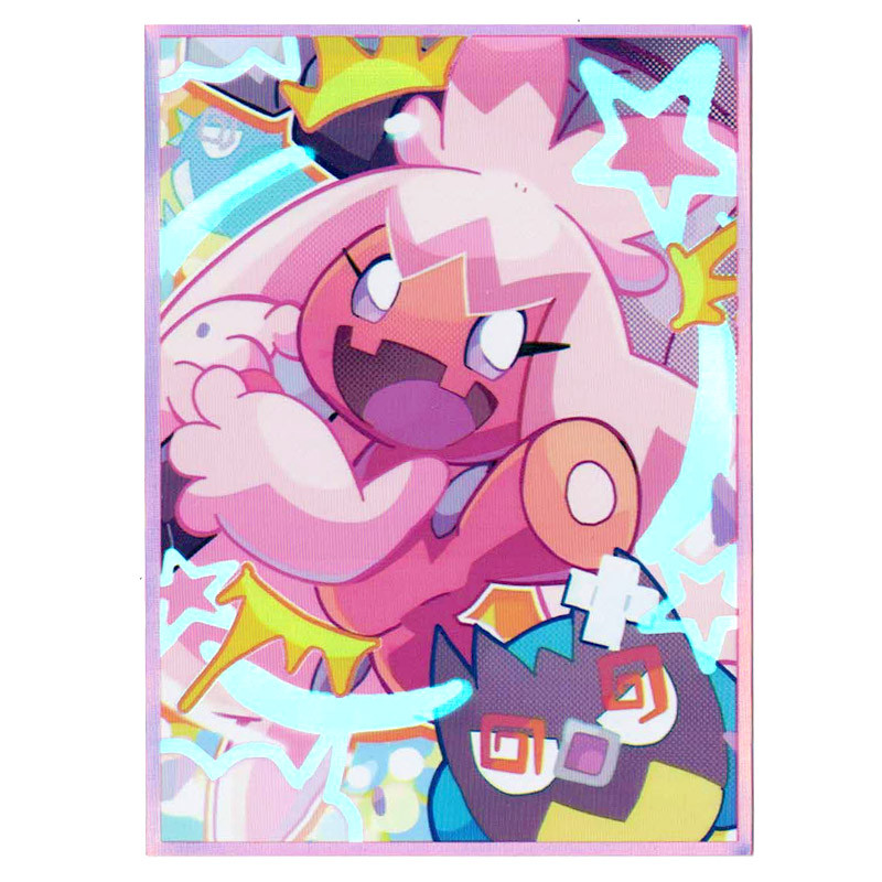 ☽60PCS Pokemon Tinkaton Card Sleeves Laser Shine Pink Cute Anime Girl ...