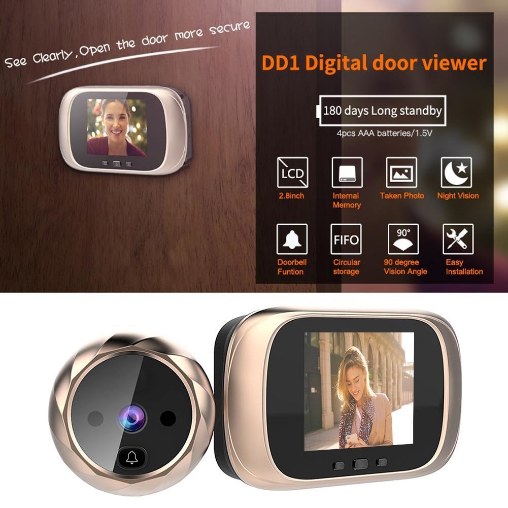 2.8 inch TFT LCD Screen Digital Doorbell 90° Door Eye Doorbell 0.3MP IR