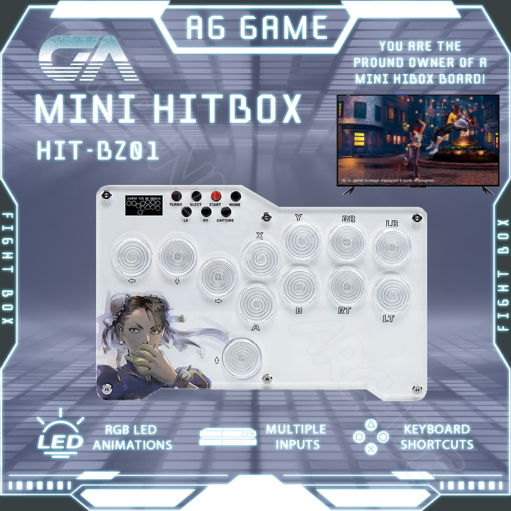 ☫FightingBox Mini Hitbox LED Fight Stick Arcade Joystick Hitbox ...