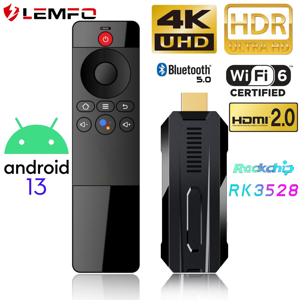 ☆LEMFO ATV Android 13 Smart TV Stick Mini Chipset RK3528 4K 8K HDR WIFI6 2GB RAM 16GB ROM HDMI M