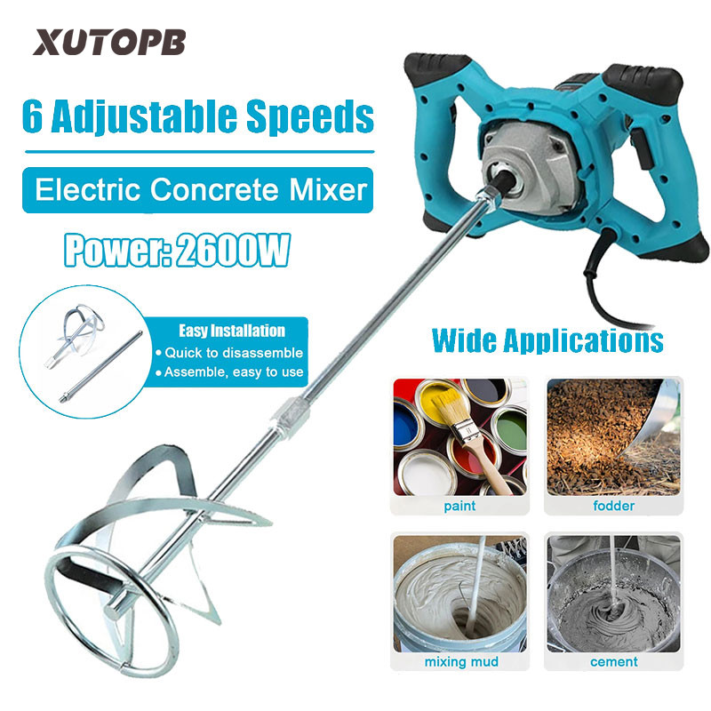 XUTOPB Electric Cement Mixer Handheld 6 Speed Electric Mixer for