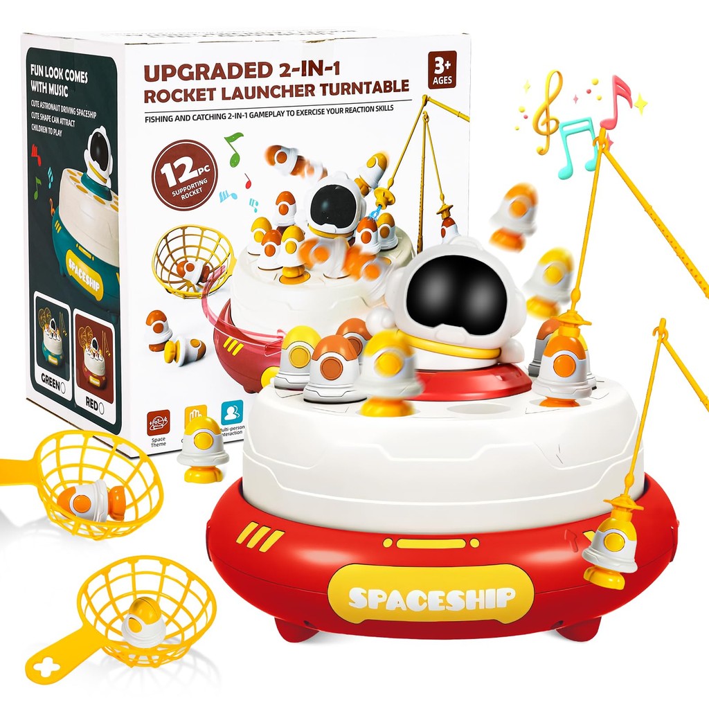 Puzzle Launch Rocket Disk Bouncing Turntable Toys Electric Rotation ...