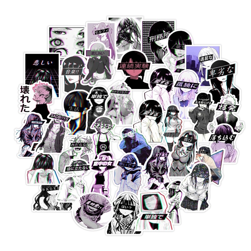 40PCS Sexy Cute Anime Girl Sex Graffiti PVC Stickers Skateboard Helmet ...