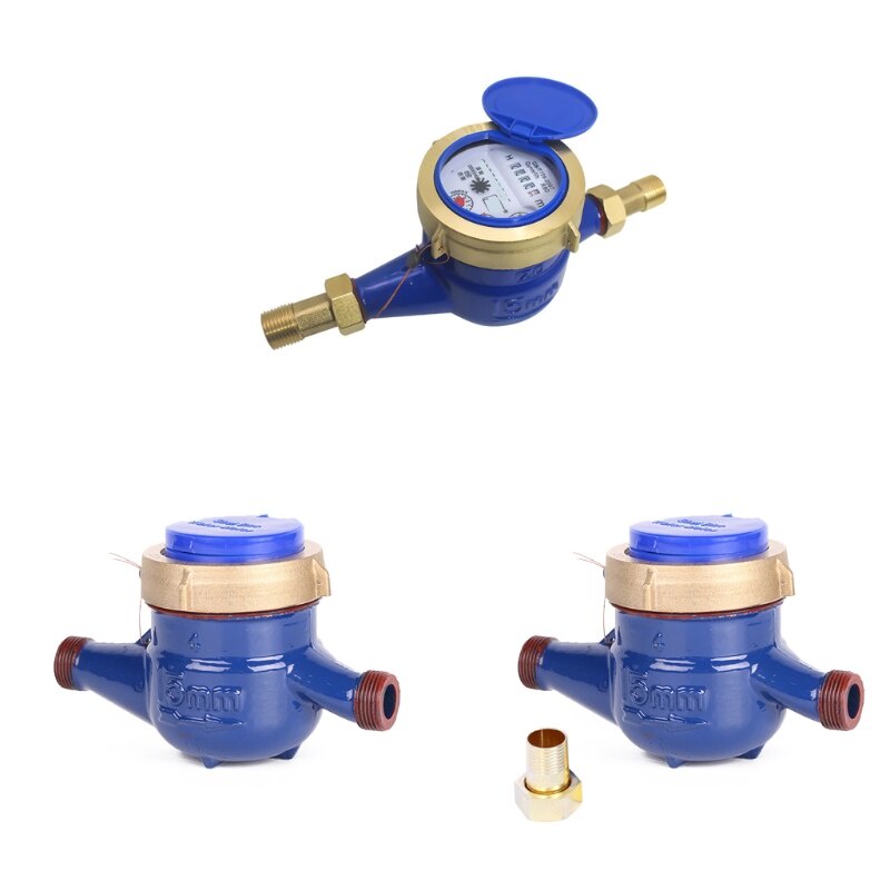 Water Meter Heavy Duty Brass Flow Measure Tap Cold Water Meter Home ...
