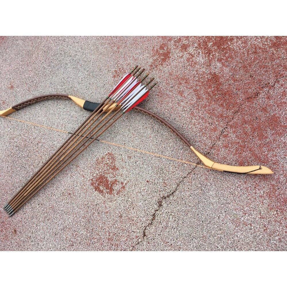 4x8 Archery 2060Ibs Recurve Bow Traditional Wooden Longbow for Outdoor