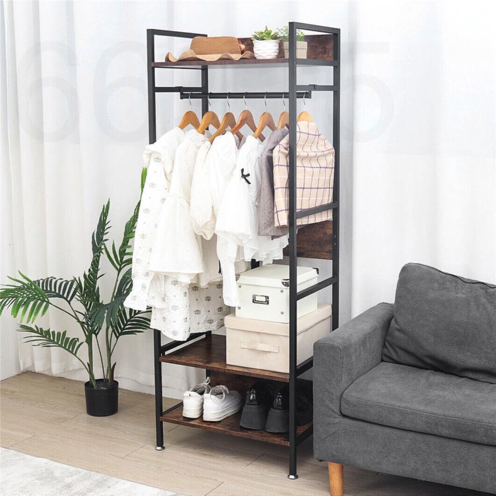 S191 UNHO Adjustable Clothes Rack with Shelves Free Standing Garment