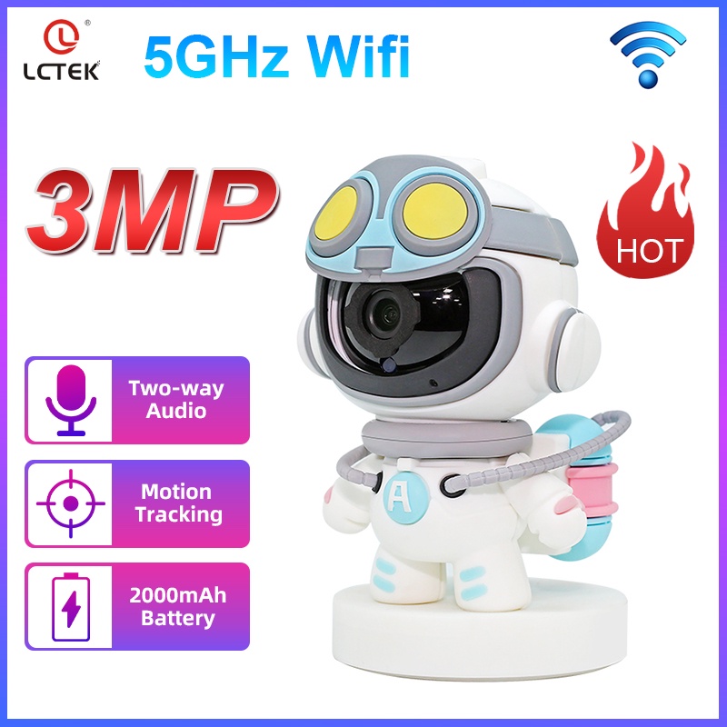 SecurityCameras LCLCTEK 3MP Smart Home Wifi Cute Robot Security CCTV Battery Camera Motion