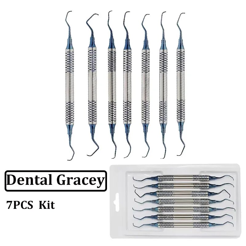 7Pcs Dental Periodontal Gracey Bone Curettes Perio Tooth Calculus