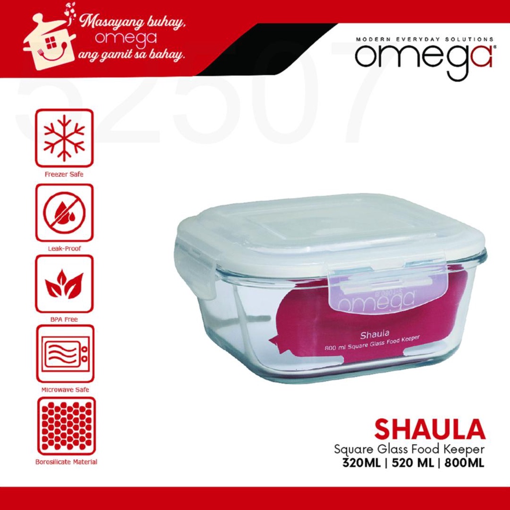 S274 Omega Houseware Shaula Square Glass Airtight Leakproof