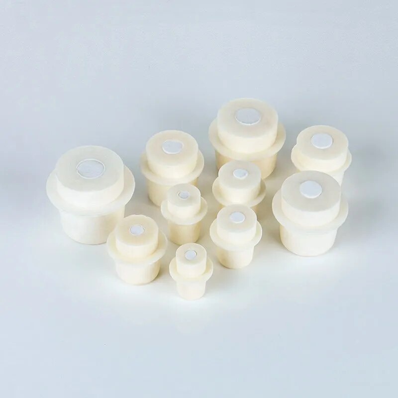 Different Size Conical Triangular Flask Plug Silicone Bung With Hole Stopper Airlock Bubbler Gas