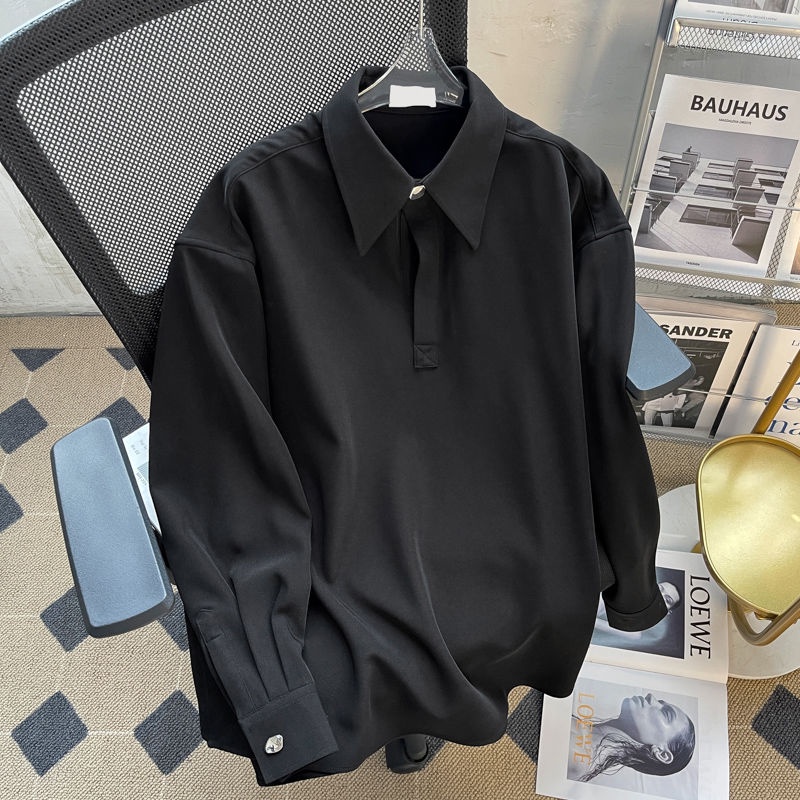 Solid na Kulay Long Sleeve Shirt Men s Korean Style Slim Button Up ...