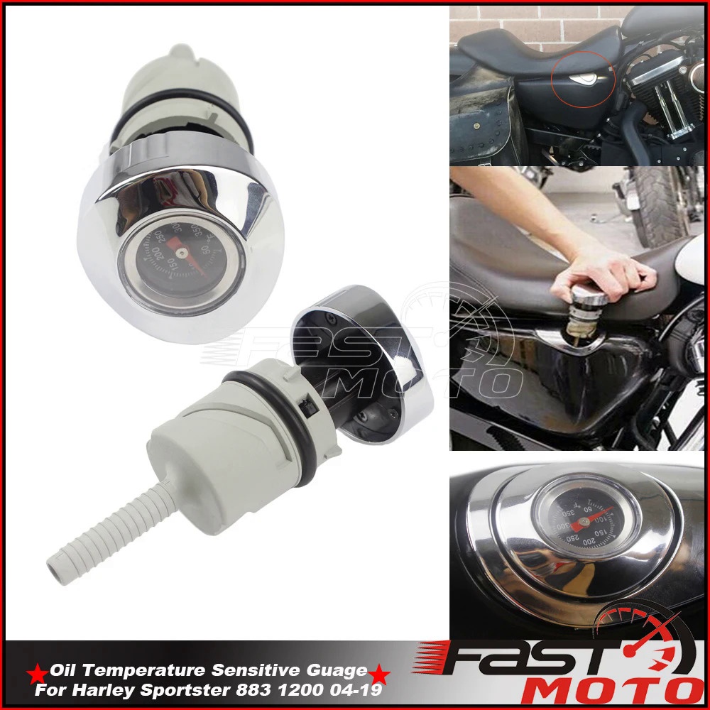 Motorcycle Dipstick Oil Tank Temperature Gauge Fuel Cap Plug Temp for