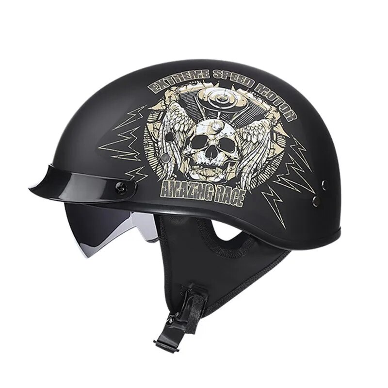 VOSS half face motorcycle helmet with internal controllable sunglasses ...