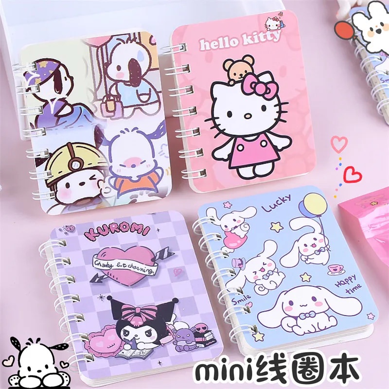 ☮10pcs Sanrio A7 Cartoon Coil Book Kuromi Melody Hello Kitty Mini ...