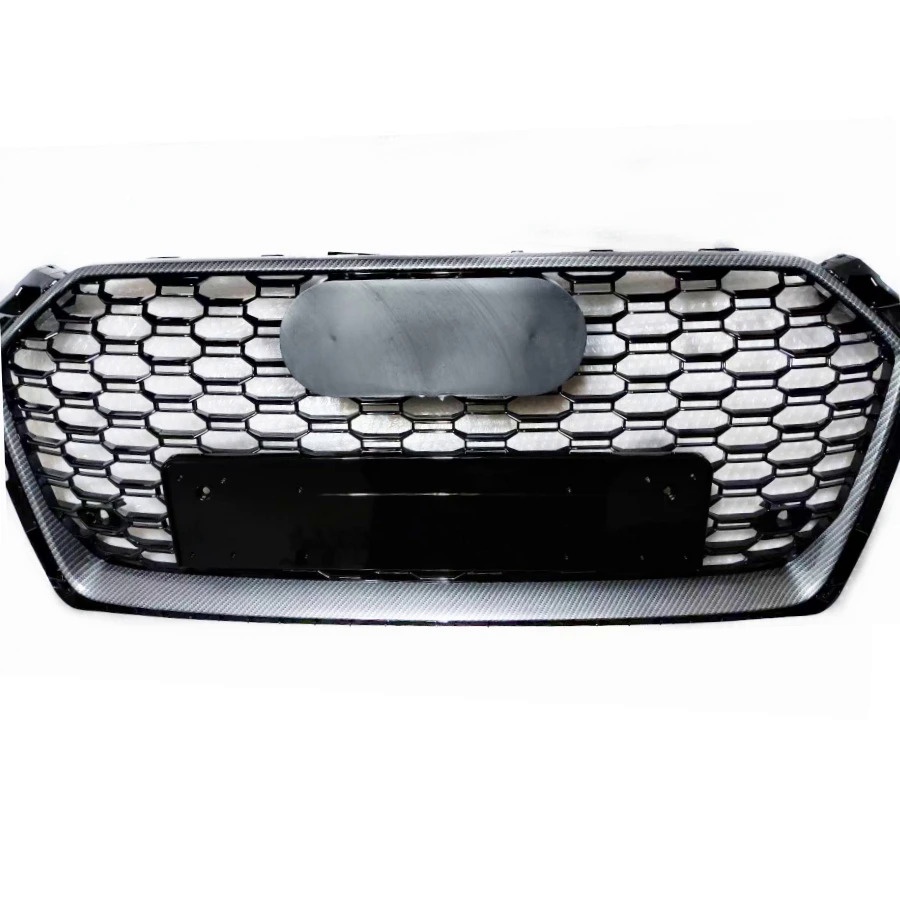 V9MV For RS5 Style Front Sport Hex Mesh Hood Grill Black for Audi A5/S5 B9 20172020