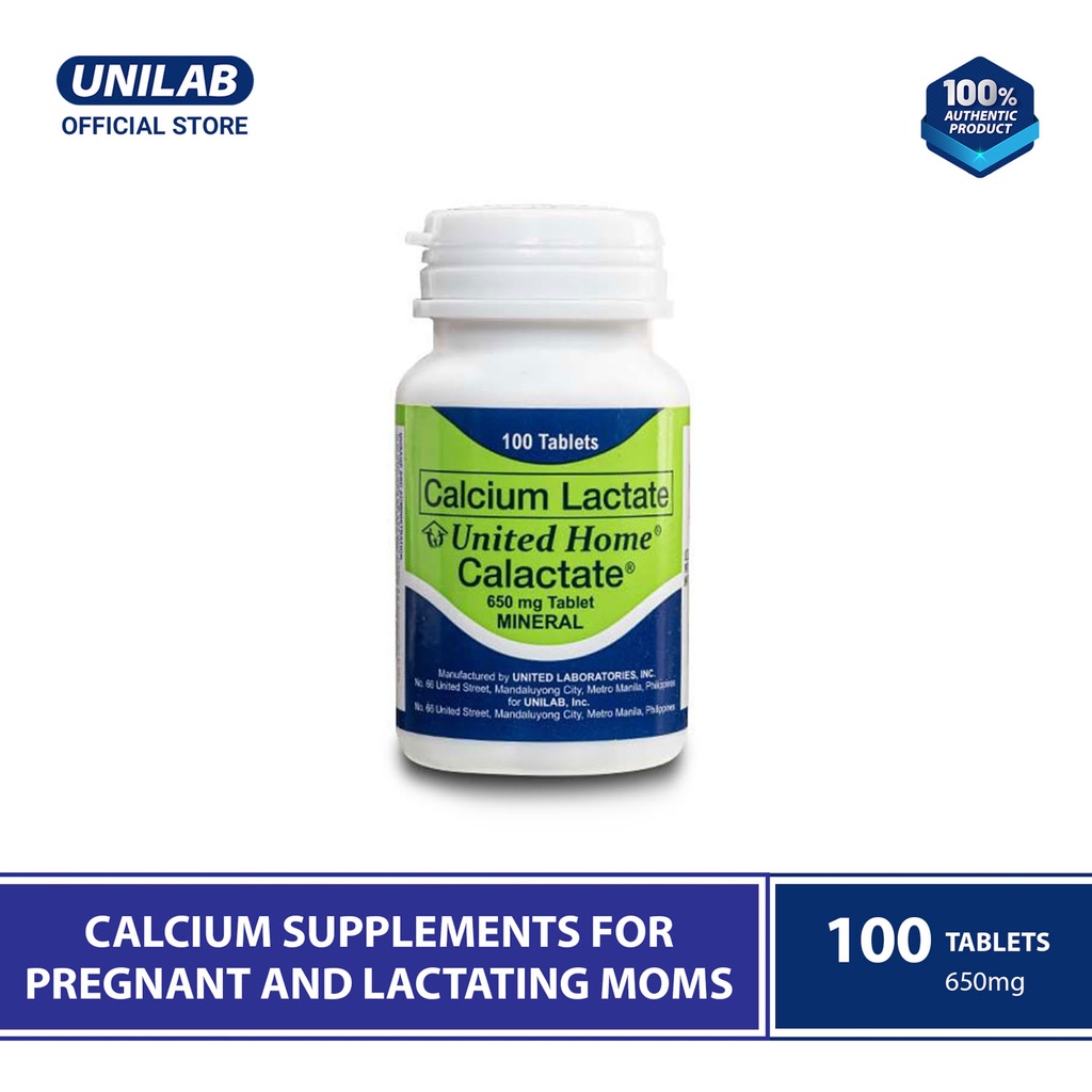 United Home Calactate 650Mg 100 Tablets (Calcium Supplements for