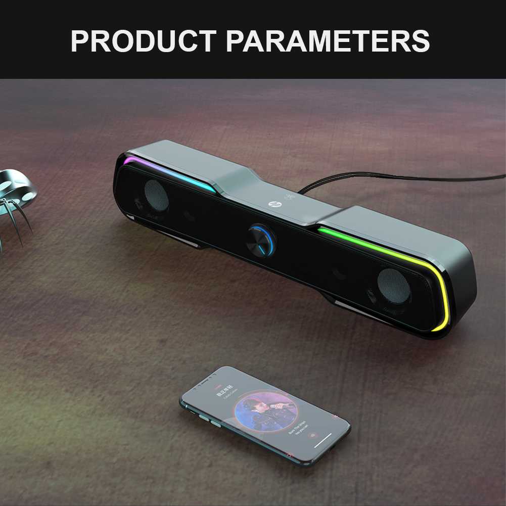HP DHE6002 Soundbar Speaker, 3.5mm Audio Input, USB Powered, RGB