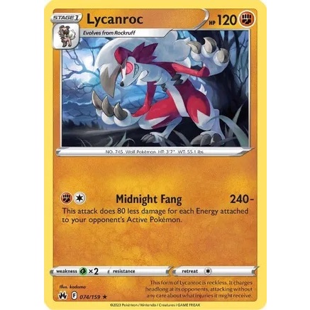 Pokemon TCG Lycanroc 074/159 Crown Zenith Rare | Shopee Philippines