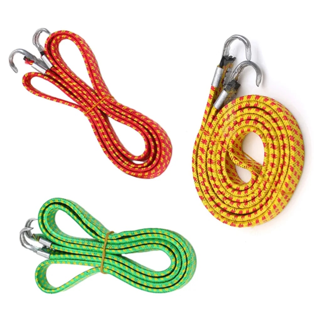 ☢Durable Bungee Cord Tie Down Rope Hooks Set Tendon Material 115cm 3PCS ...