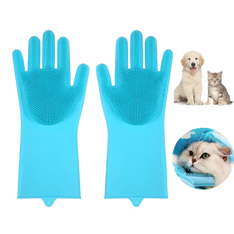 ☢Pet Grooming Cleaning Gloves Dog Cat Bathing Shampoo Glove Scrubber