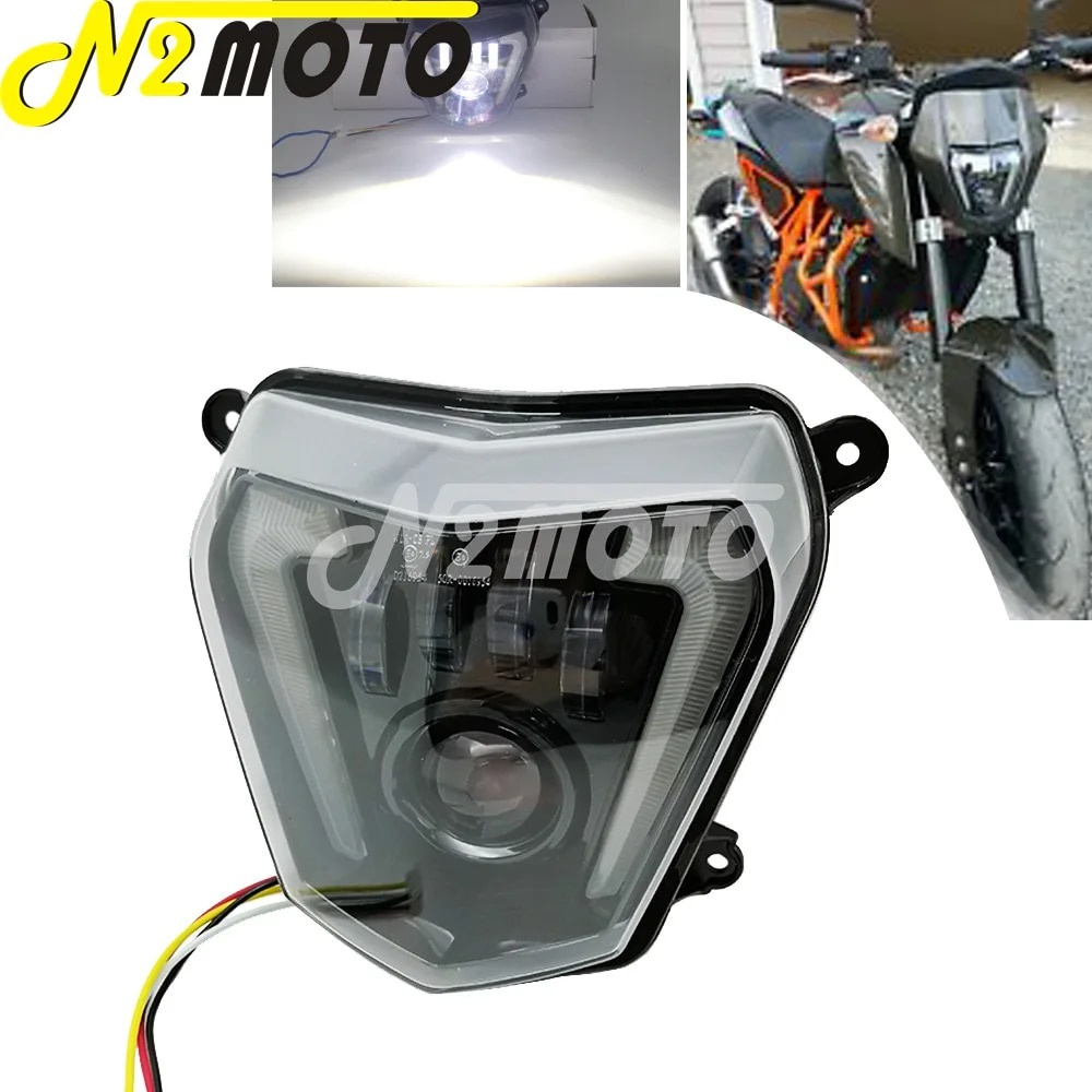Naked Bike Enduro LED Headlight Replacement Assembly Angel Eyes LED ...